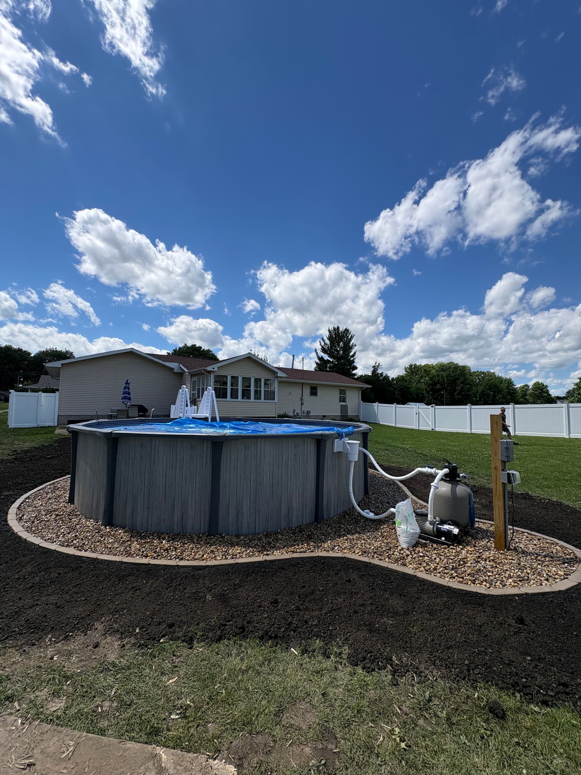 Gallery photos for River Rock Border and Walkway for a New Above-Ground Pool: Image #4
