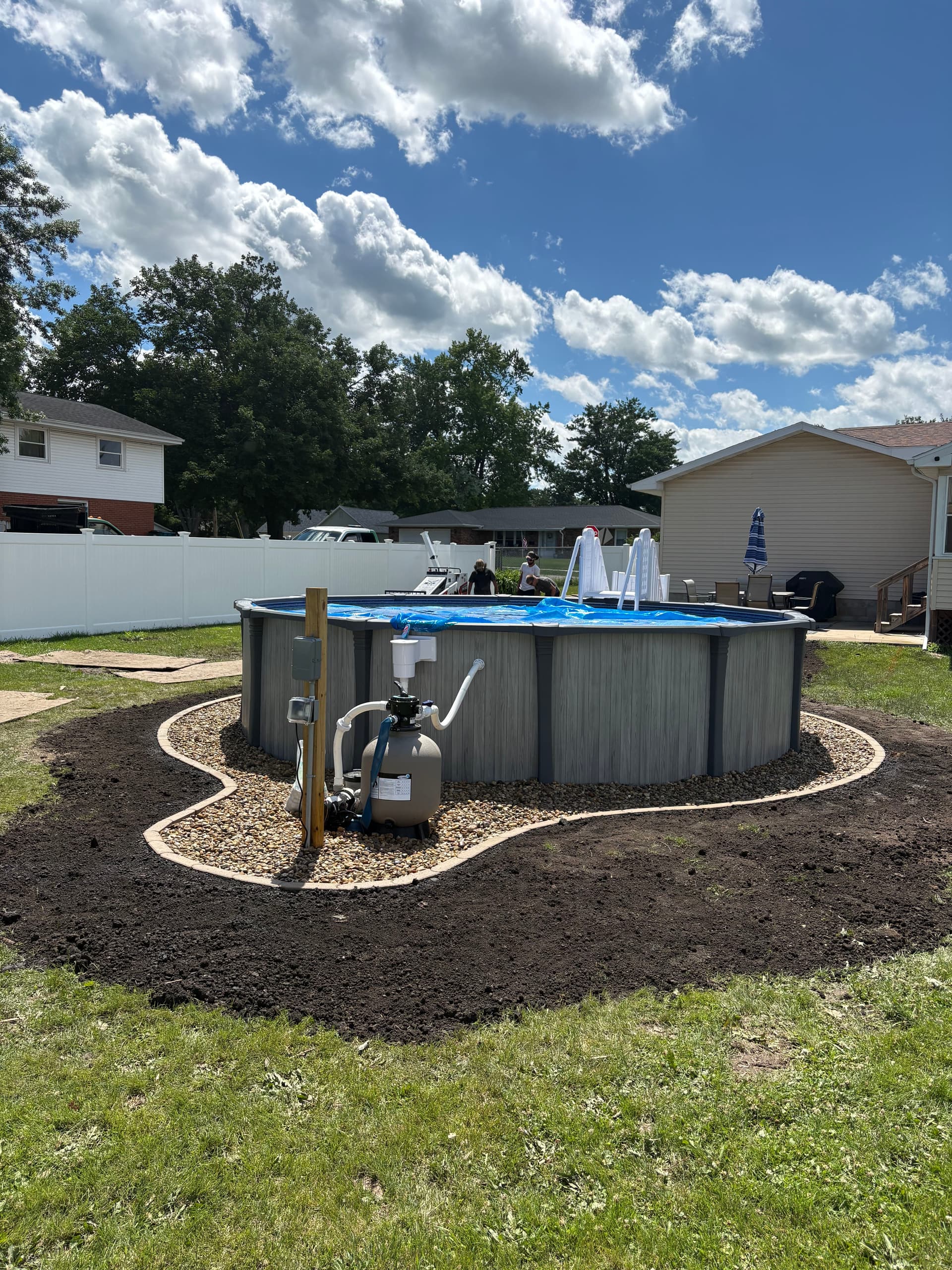 Gallery photos for River Rock Border and Walkway for a New Above-Ground Pool: Image #3