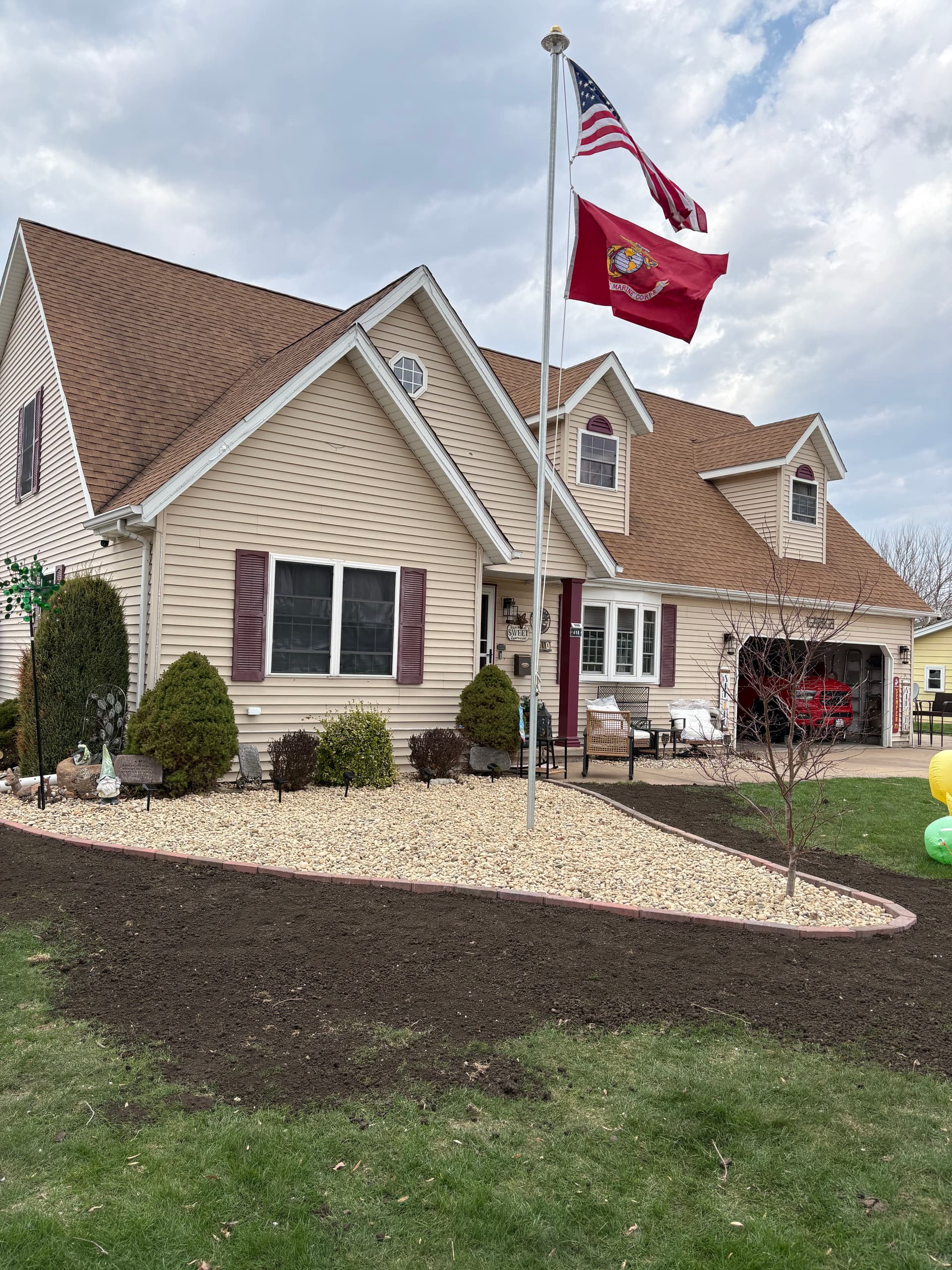 Brick Border and River Rock Bed That Actually Changes the Whole Front Yard