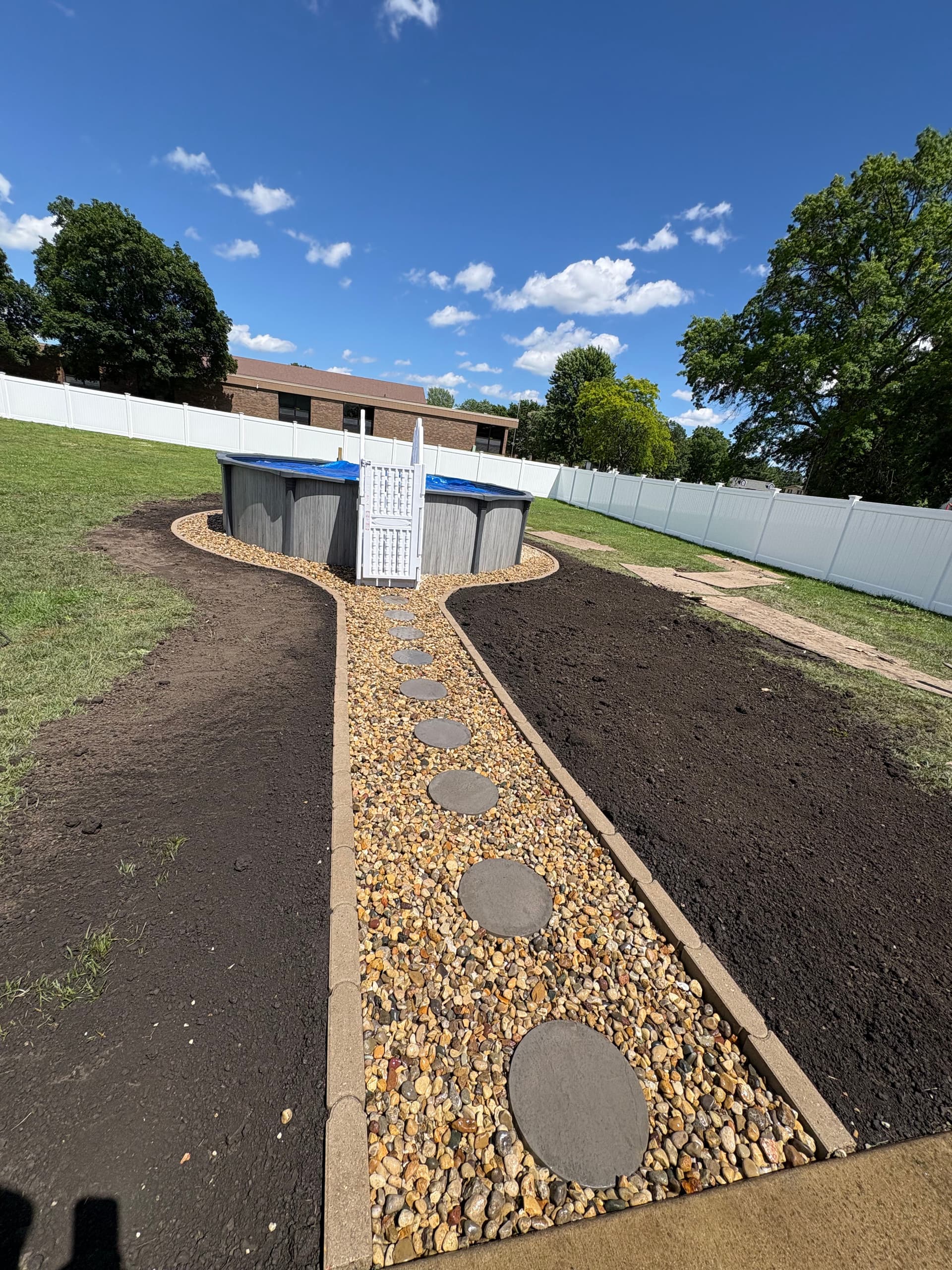 Gallery photos for River Rock Border and Walkway for a New Above-Ground Pool: Image #2